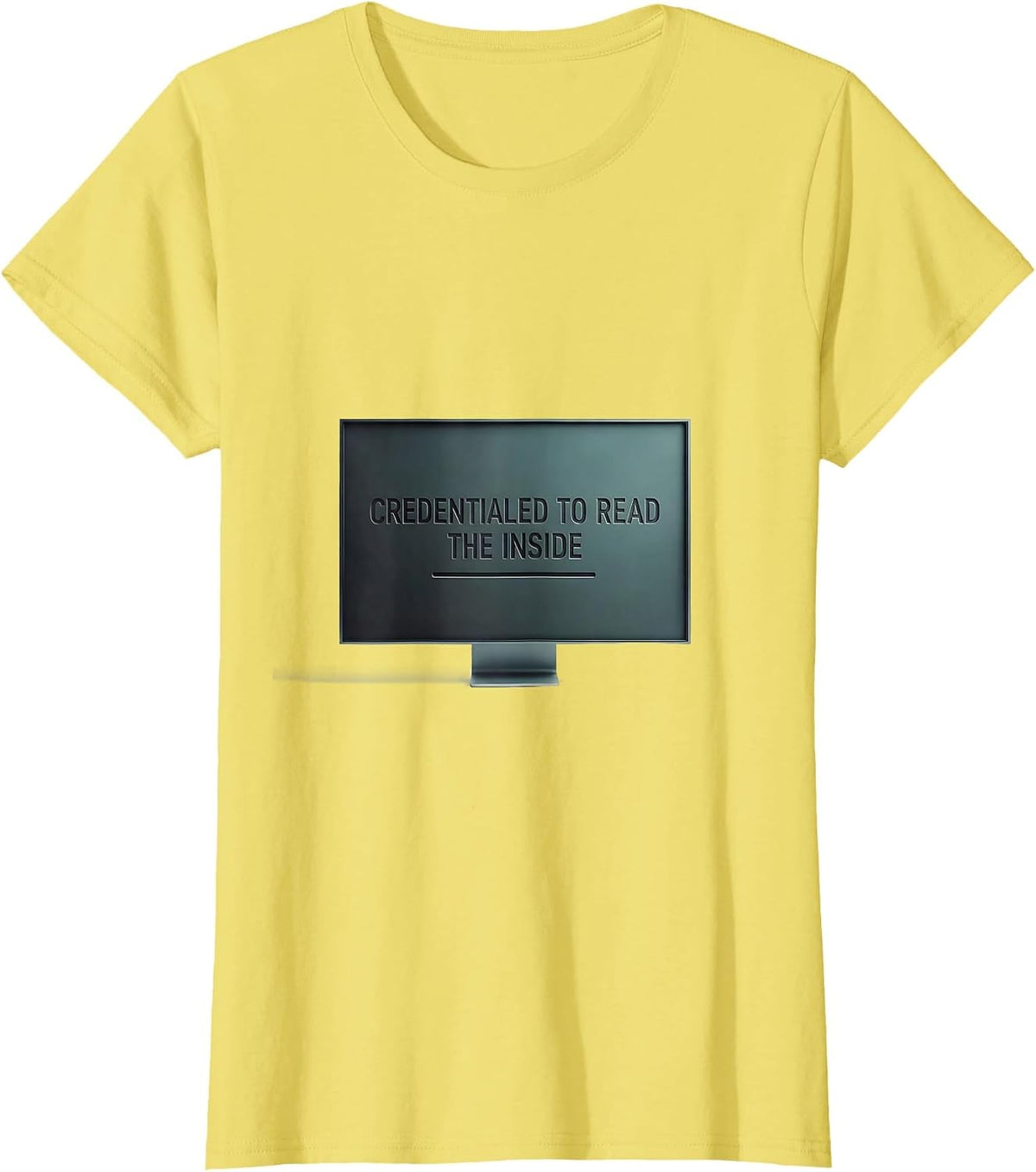 Credentialed To Read The Inside Minimalist Sonographer Humor T-Shirt - Lemon Yellow
