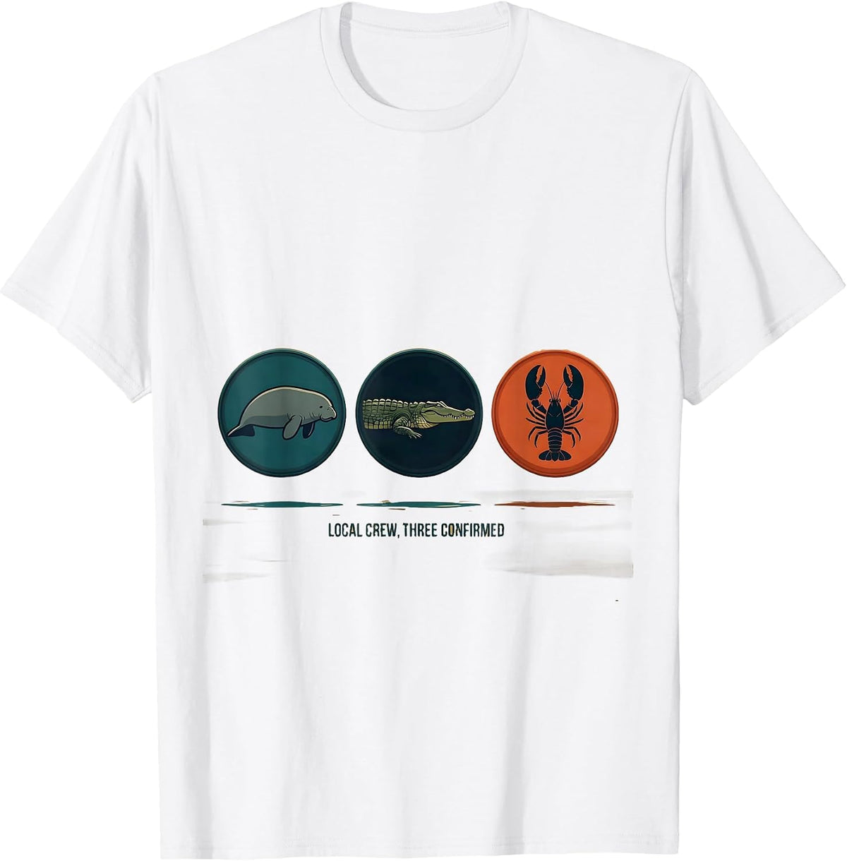 Men's Local Crew Three Confirmed Vintage Florida Manatee Alligator T-Shirt - White