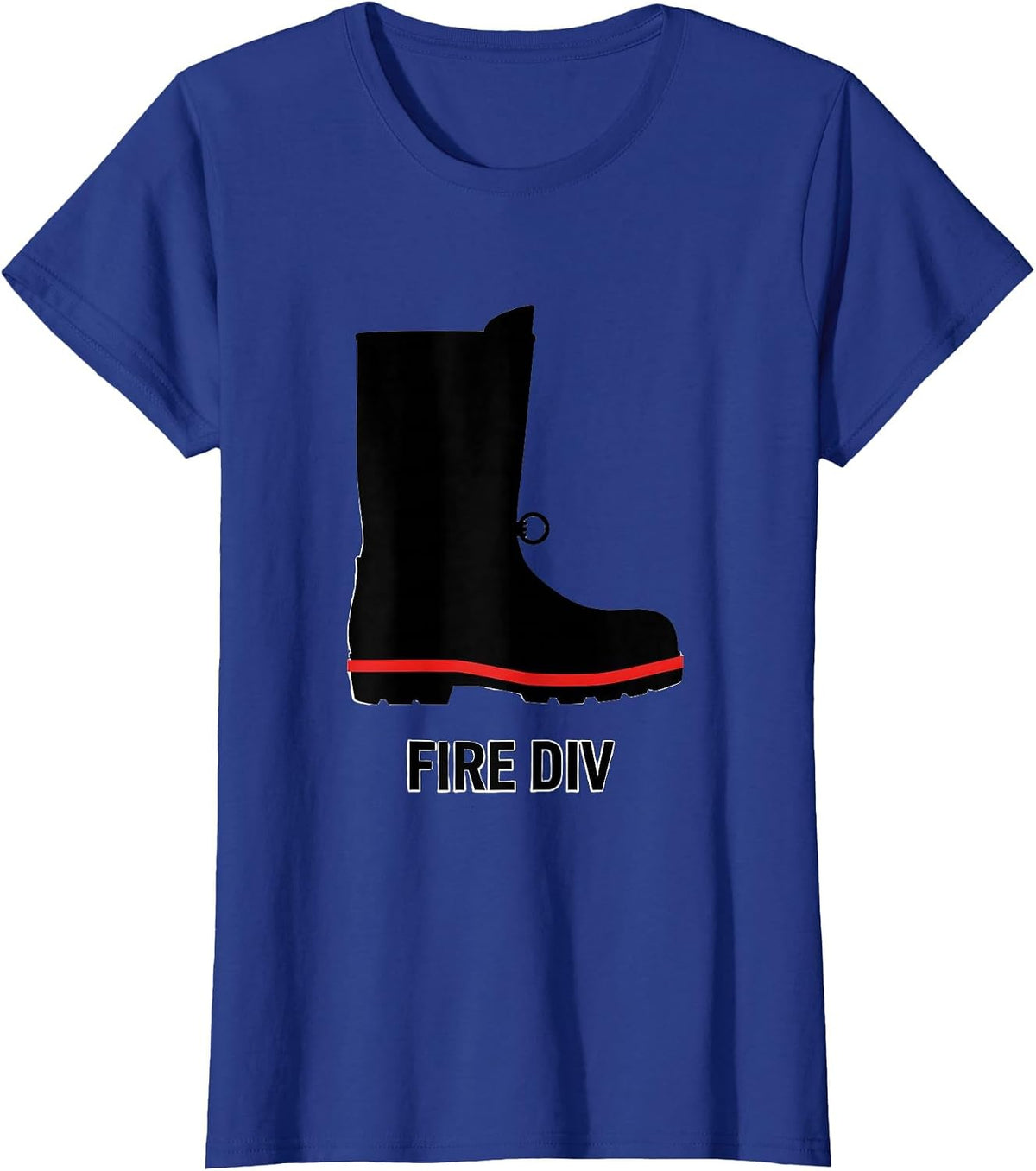 Women's FIRE DIV Minimalist Firefighter Boot Silhouette Fire T-Shirt - Royal Blue