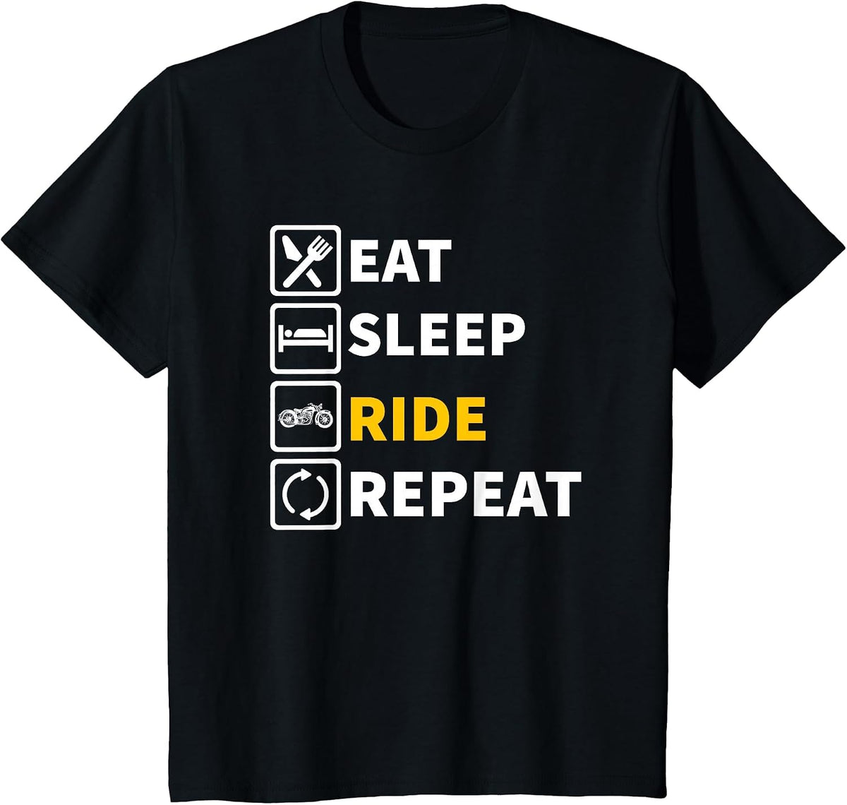 Eat Sleep Ride Motorcycle T-Shirt T-Shirt - Black