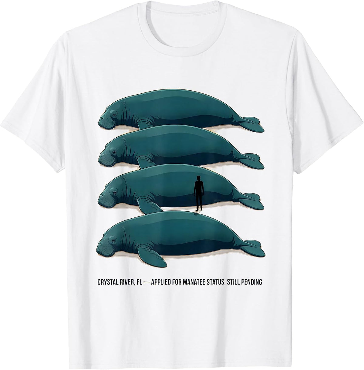 Men's Crystal River FL Manatee Status Pending Humor T-Shirt - White