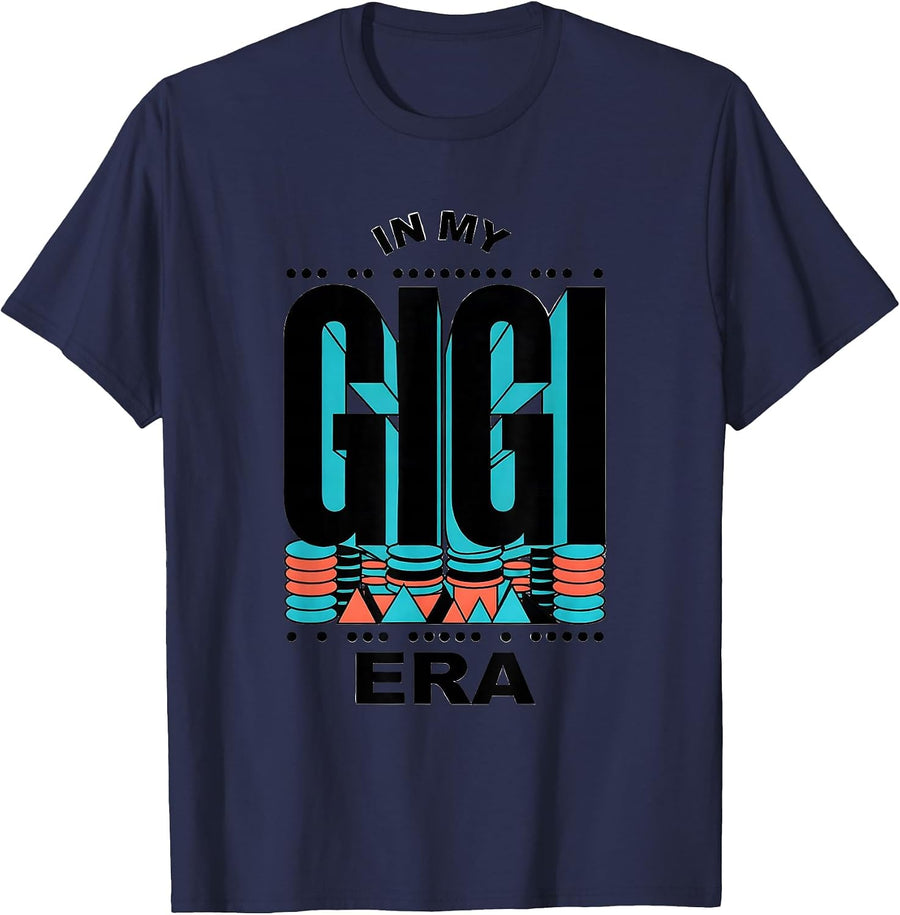 In My Gigi Era Retro Groovy Family Nickname Mothers Day T-Shirt - Navy Blue