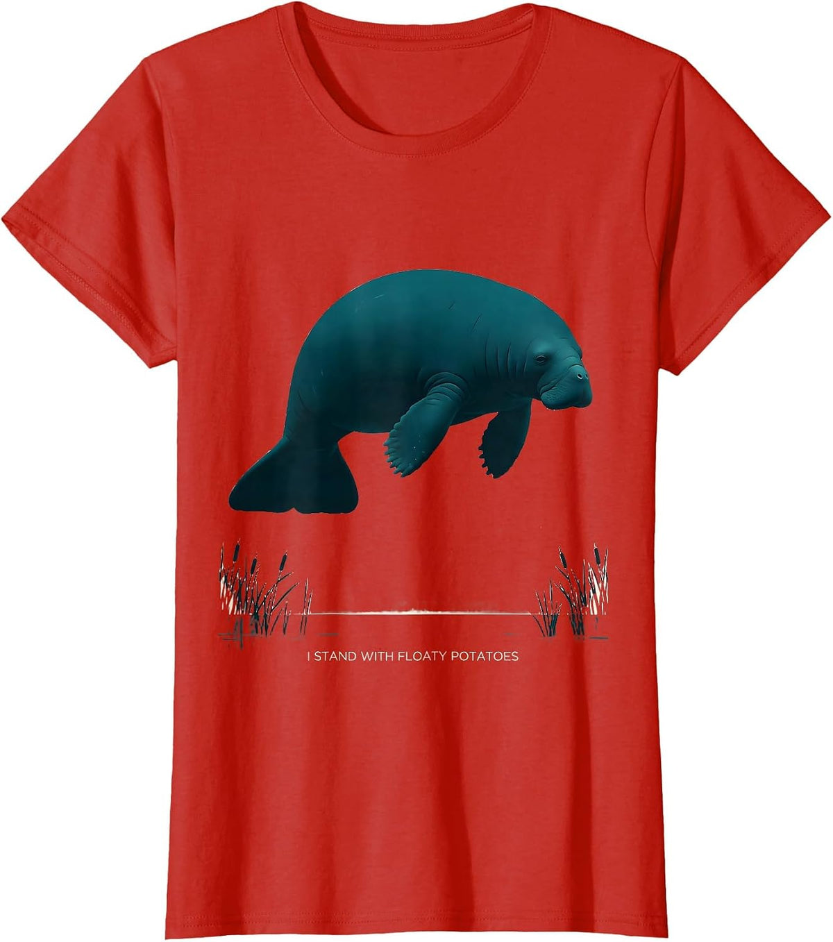 Women's I Stand With Floaty Potatoes Funny Manatee Lover Gift T-Shirt - Red