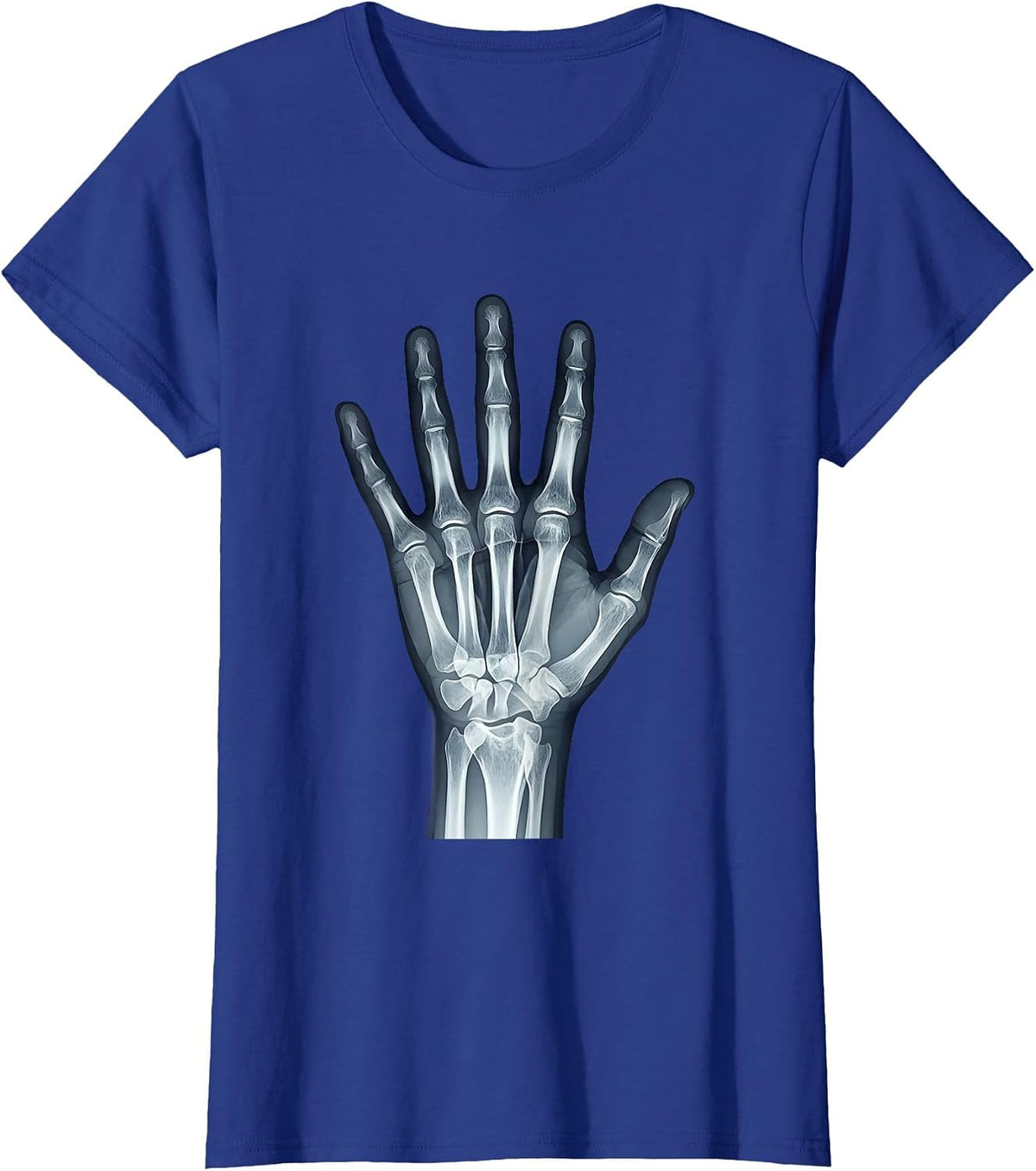Women's Human Hand X-Ray Spread Open Radiology Design T-Shirt - Royal Blue