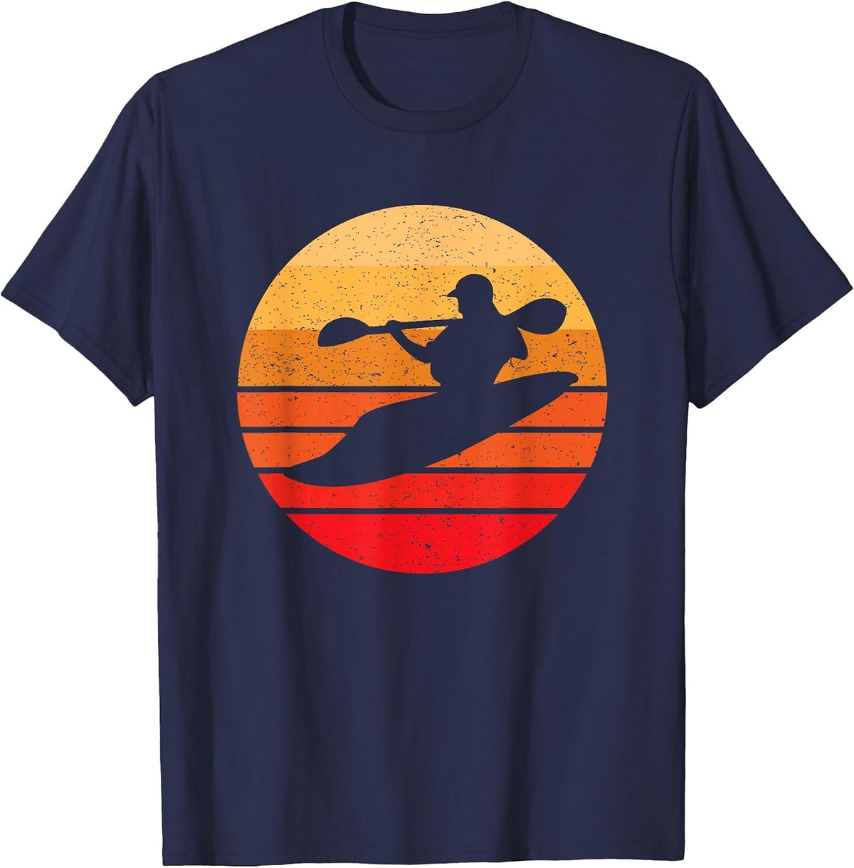 Whitewater Kayak, River Kayaking, Vintage Style T-Shirt - Navy Blue