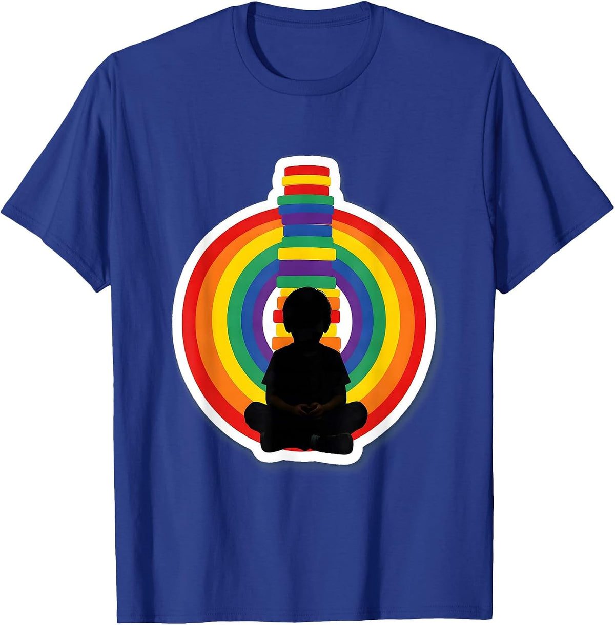 Autism Awareness Colorful Tower Builder Design T-Shirt - Royal Blue