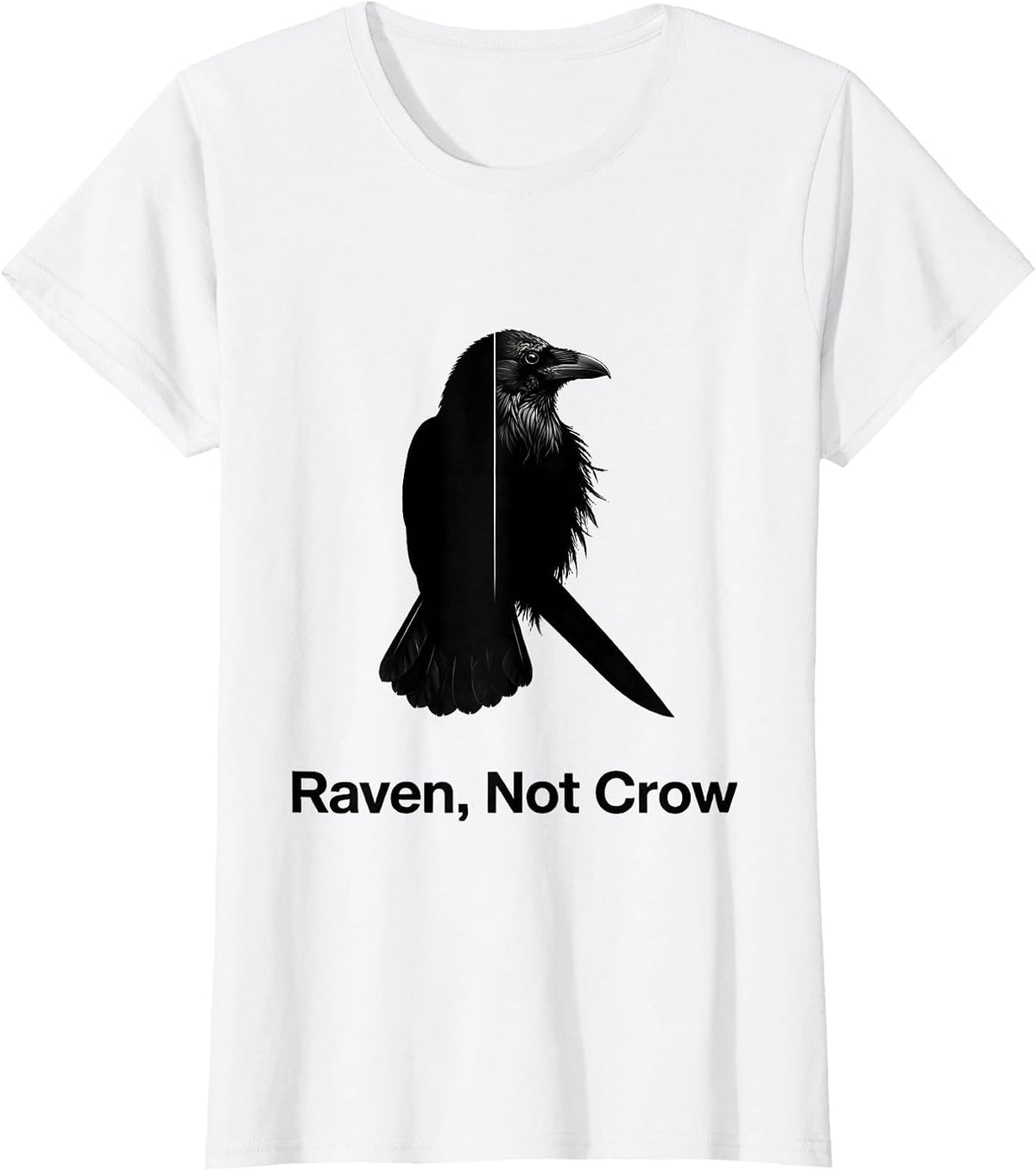 Raven Not Crow Minimalist Bird Lover Dark Humor T-Shirt - White