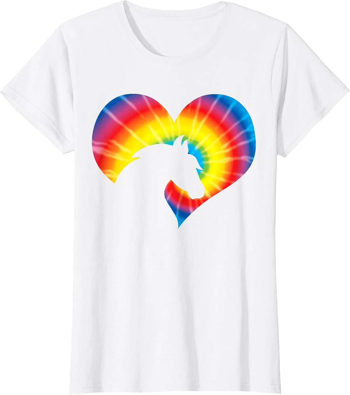 Horse Heart Silhouette for Cowgirl Equestrian Graphic Print T-Shirt - White