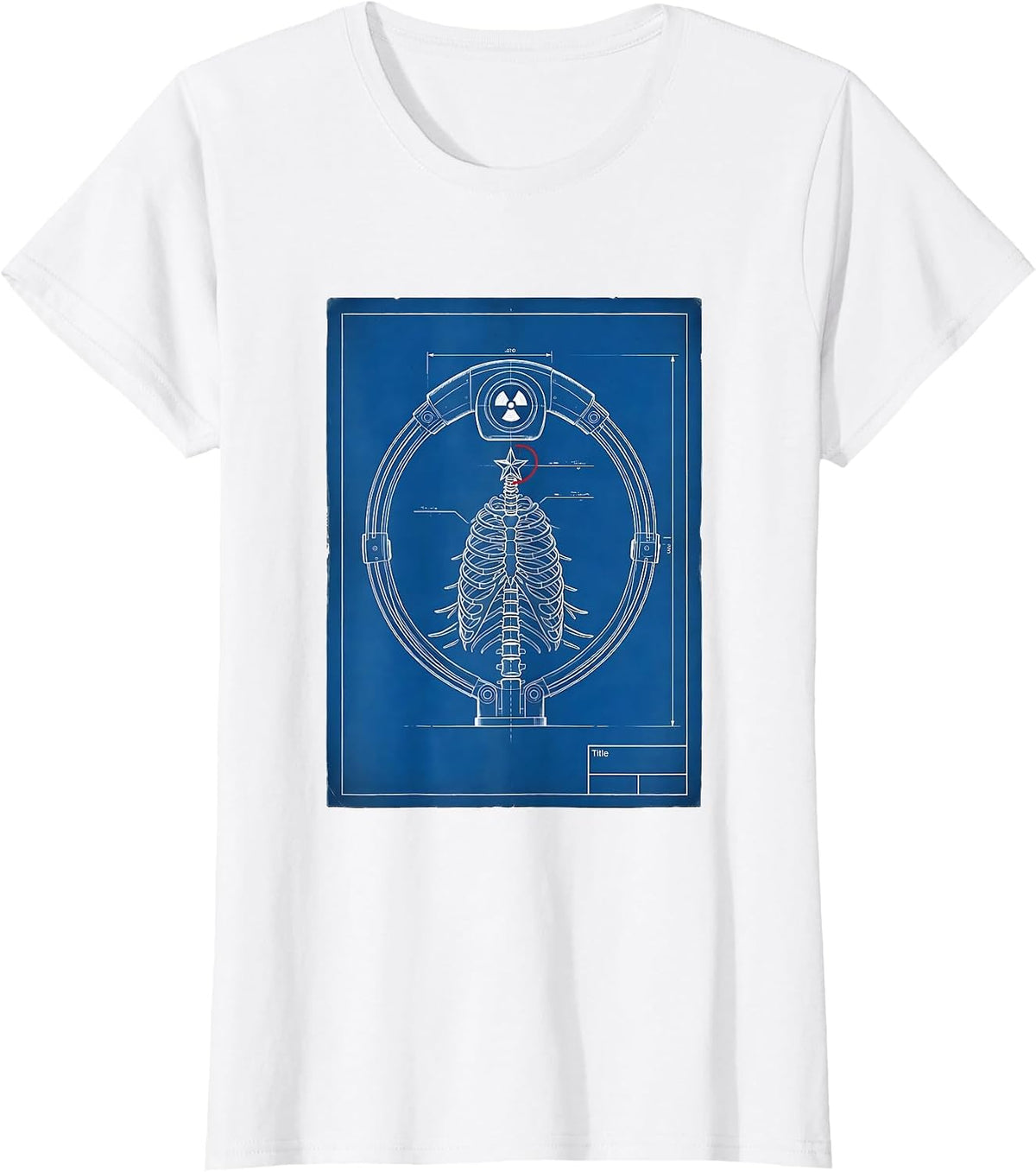 Women's CT Scanner Holiday Tree Radiology Tech Christmas Blueprint T-Shirt - White