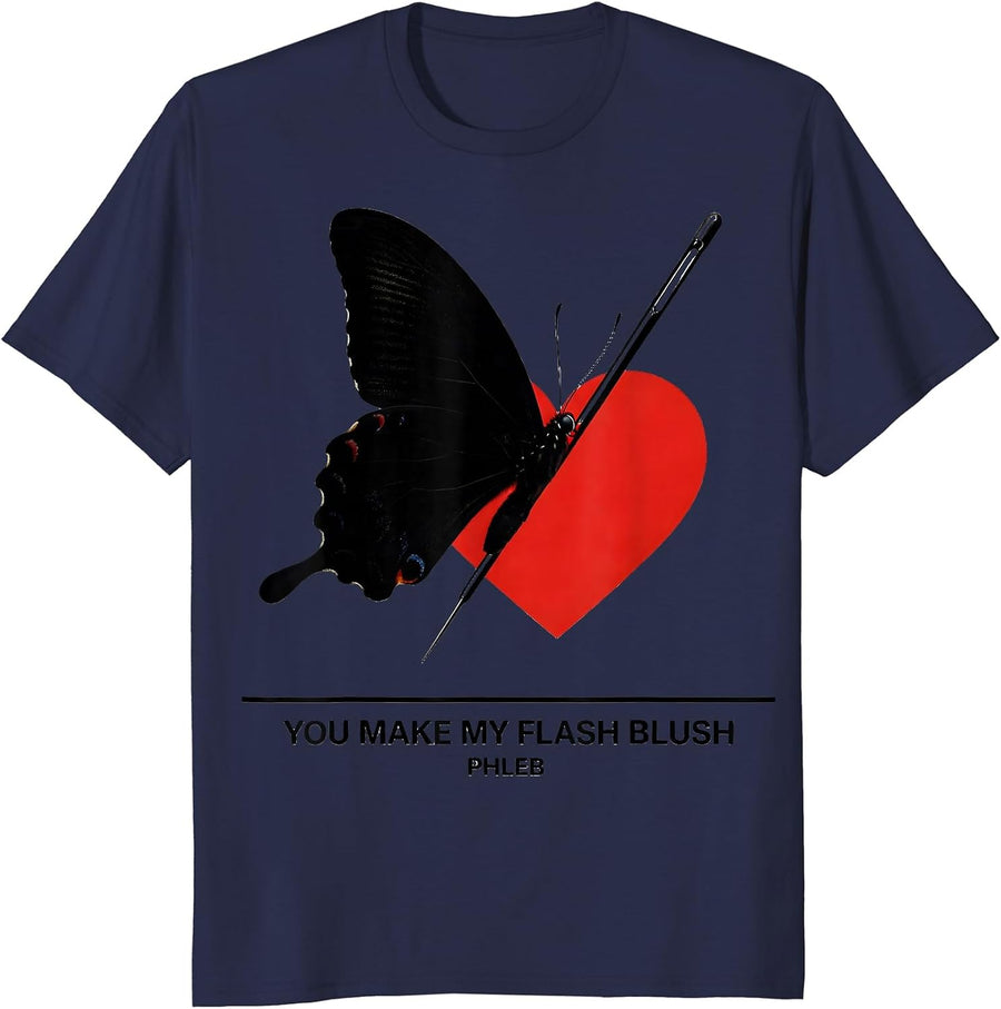 You Make My Flash Blush PHLEB Funny Phlebotomist Valentine T-Shirt - Navy Blue