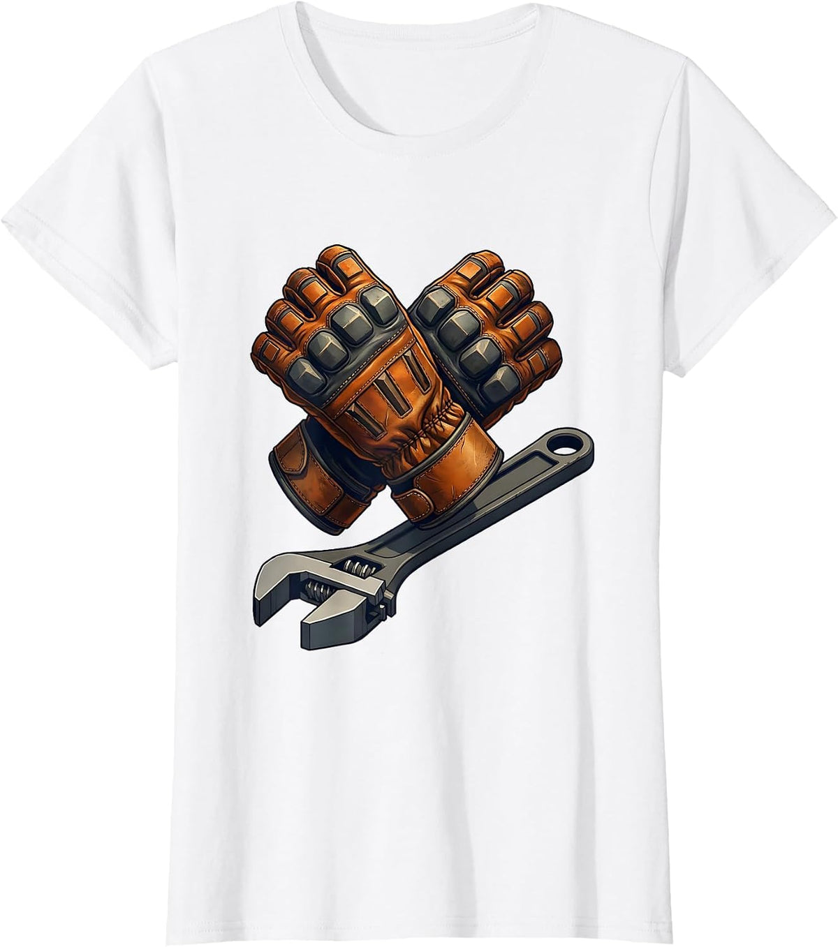 Women's Pit Crew Racing Gloves and Lug Wrench Graphic T-Shirt - White