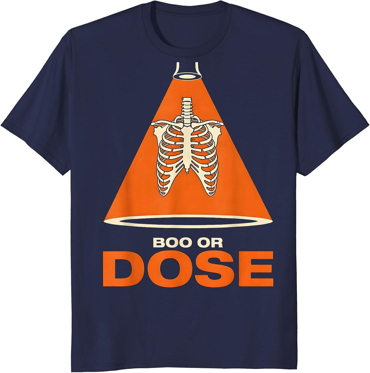Men's Boo Or Dose Stencil Graphic Radiology Tech Halloween T-Shirt - Navy Blue