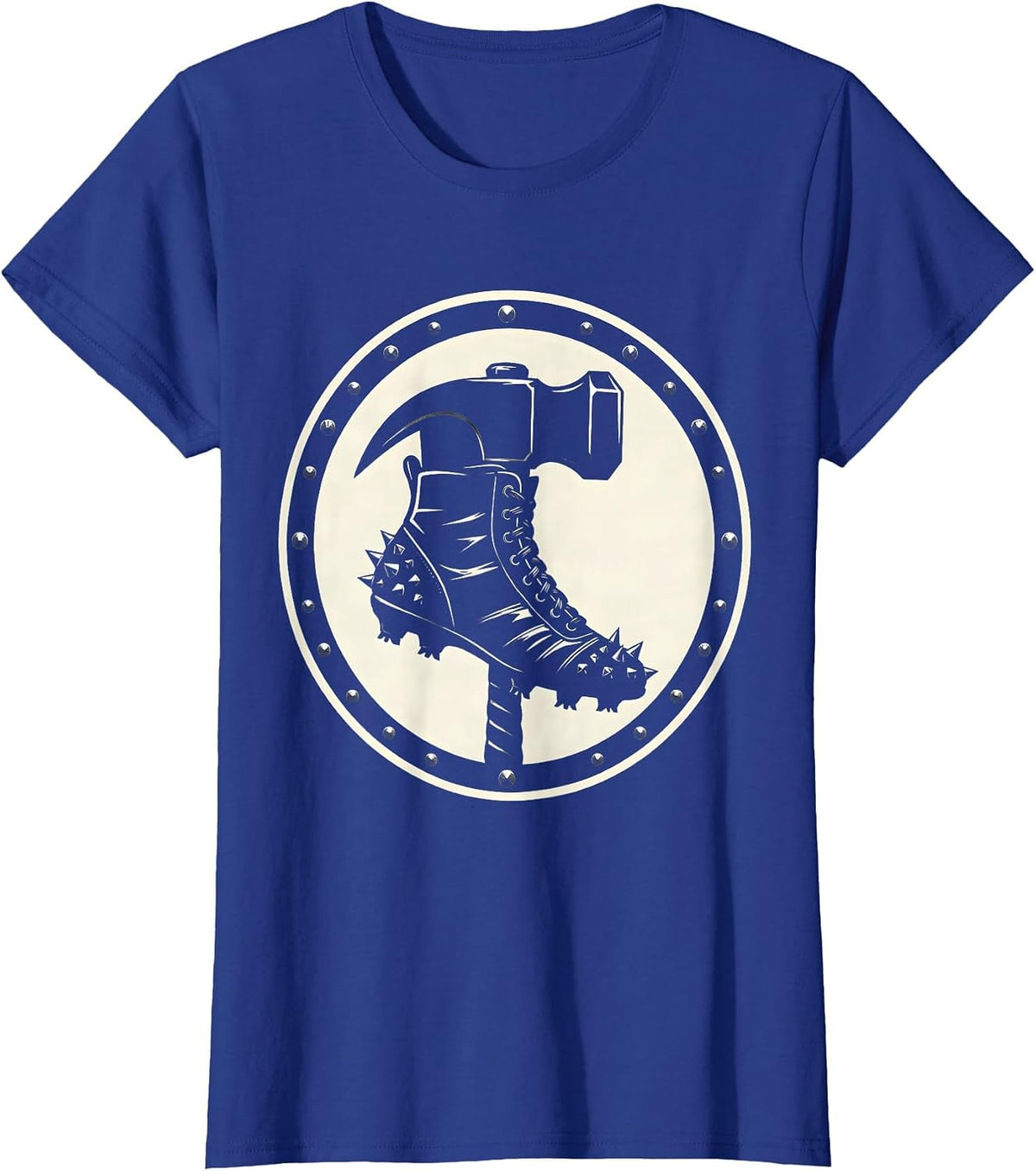 Women's Rugby War Hammer Boot Graphic Design T-Shirt - Royal Blue