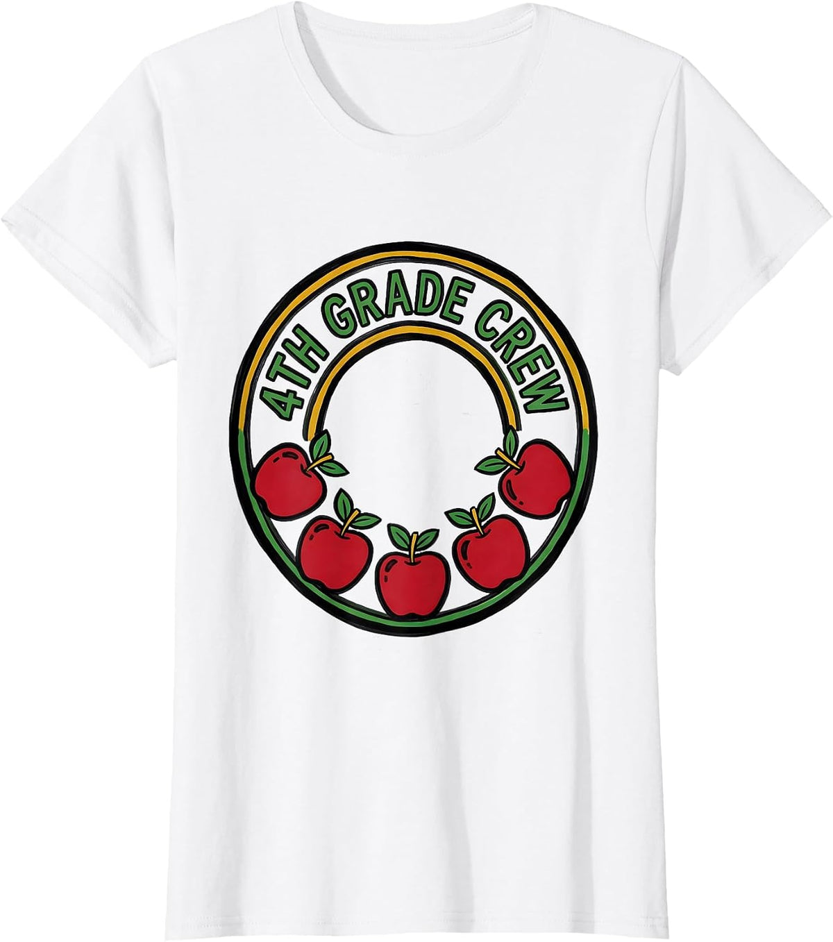 Women's 4th Grade Crew Funny Teacher Back To School Crew T-Shirt - White