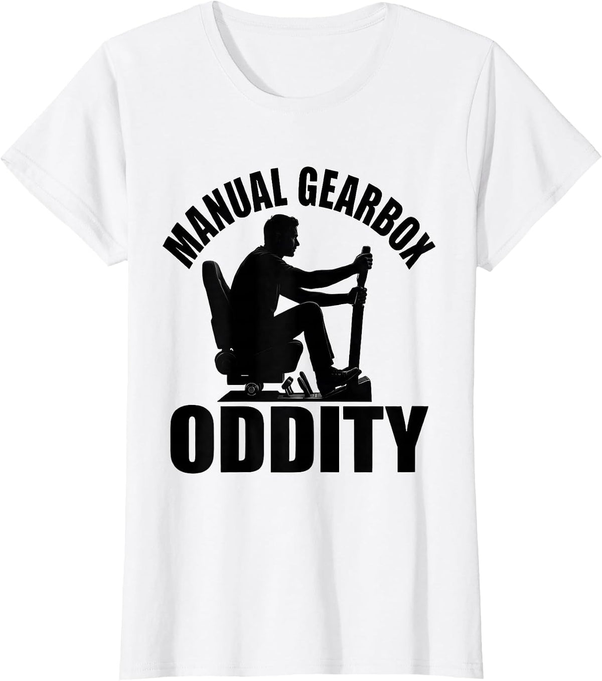 Manual Gearbox Oddity Funny Car Guy Stick Shift Driver T-Shirt - White