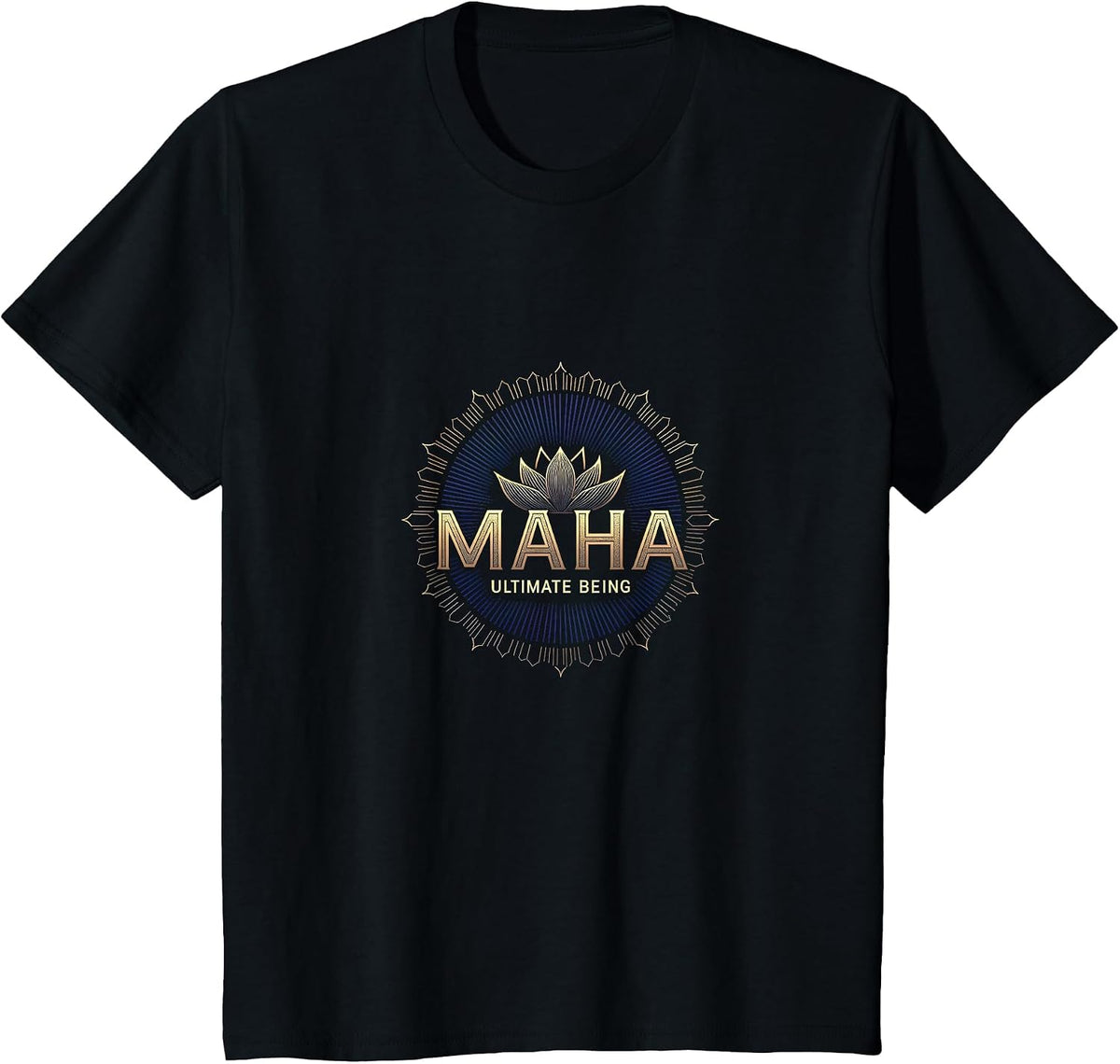 Maha Ultimate Being - Lotus Spiritual Enlightenment Art T-Shirt - Black