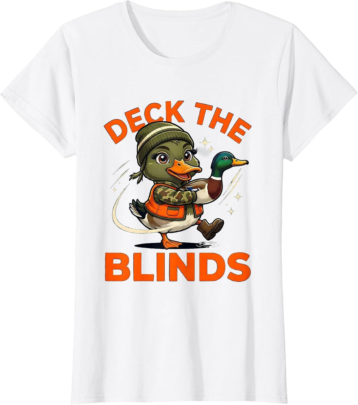 Women's DECK THE BLINDS Funny Duck Hunter Christmas T-Shirt - White