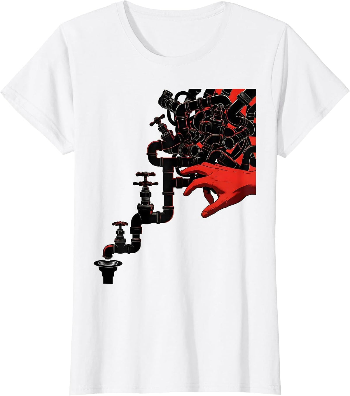 Diagonal Plumbing Pipe Assembly Funny Plumber Dad T-Shirt - White