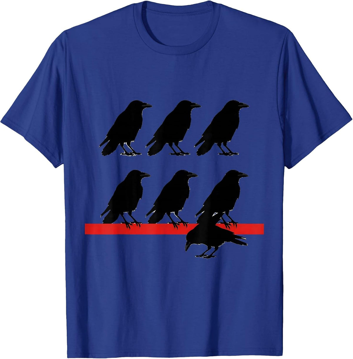 Men's Six Crow Silhouettes Dark Humor Bird Lover Gothic T-Shirt - Royal Blue