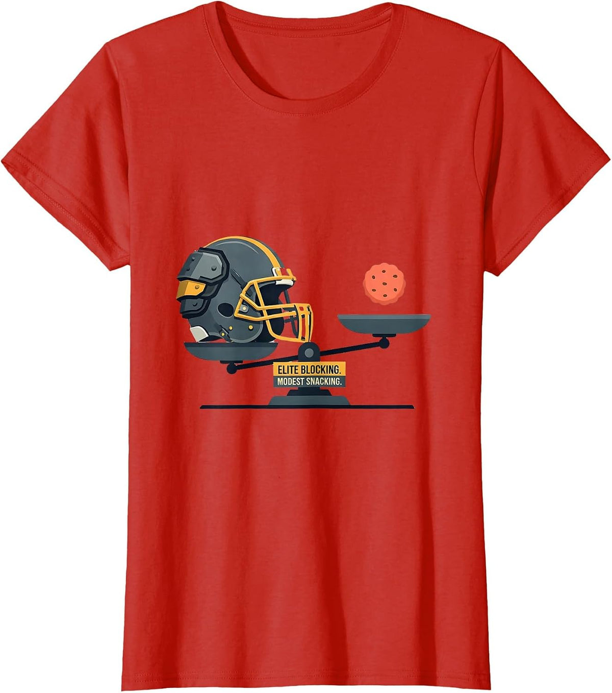 Elite Blocking Modest Snacking Funny Football Lineman T-Shirt - Red