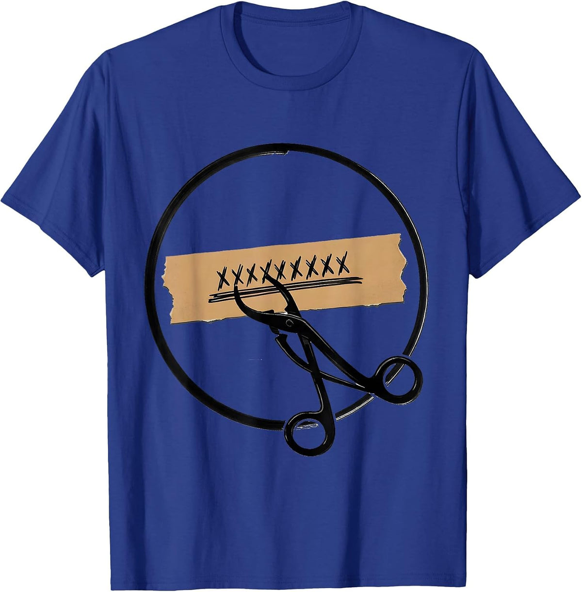 Men's Surgical Clamp Marking Tape Badge Scrub Tech Humor T-Shirt - Royal Blue