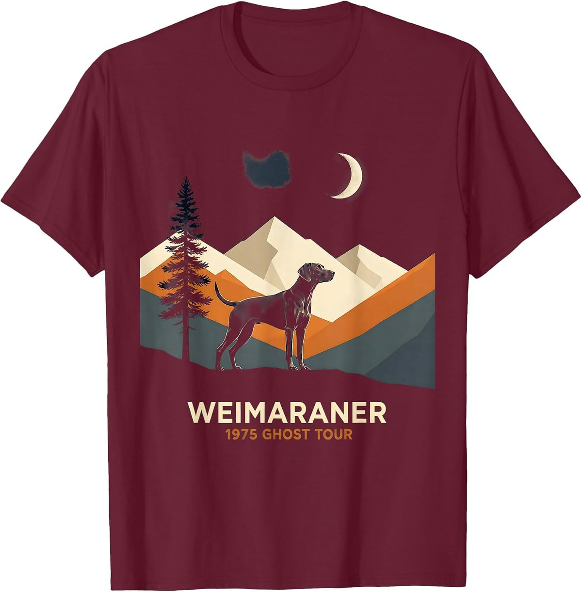 Weimaraner 1975 Ghost Tour Vintage Design T-Shirt - Burgundy
