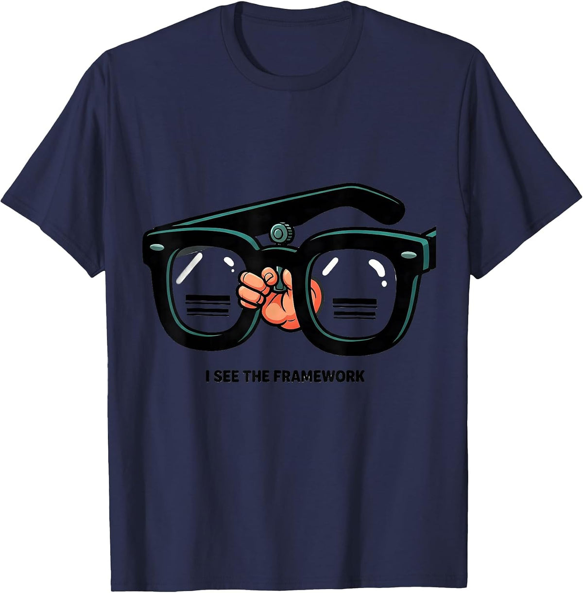 I See The Framework Cartoon Optometrist Eye Doctor Humor T-Shirt - Navy Blue