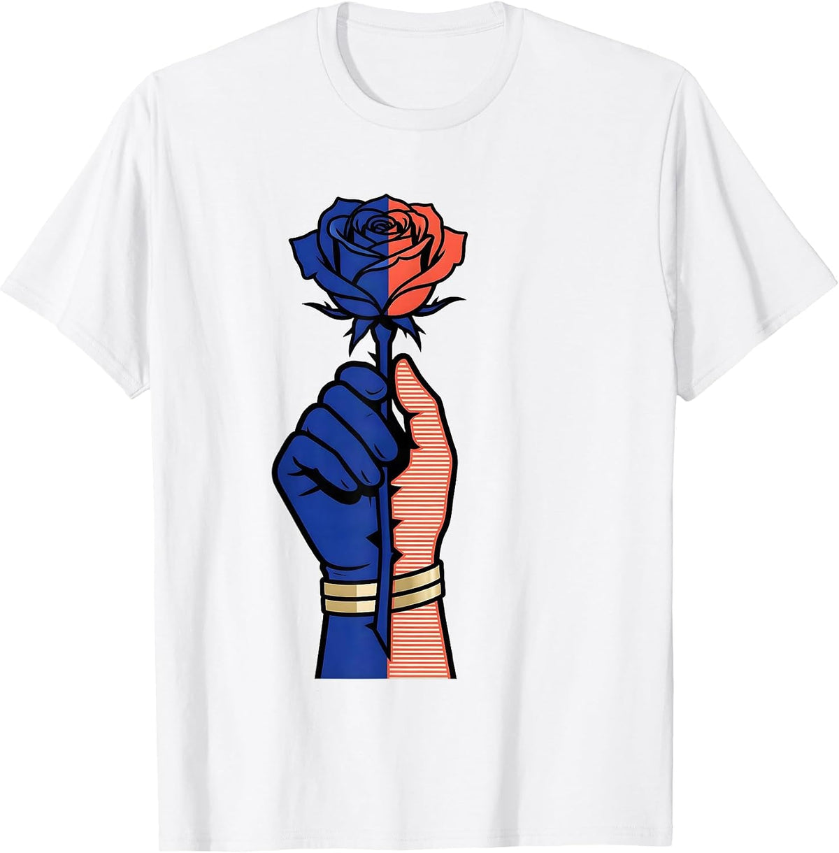 Men's Gigi Gloved Hand Holding Single Rose Graphic T-Shirt - White