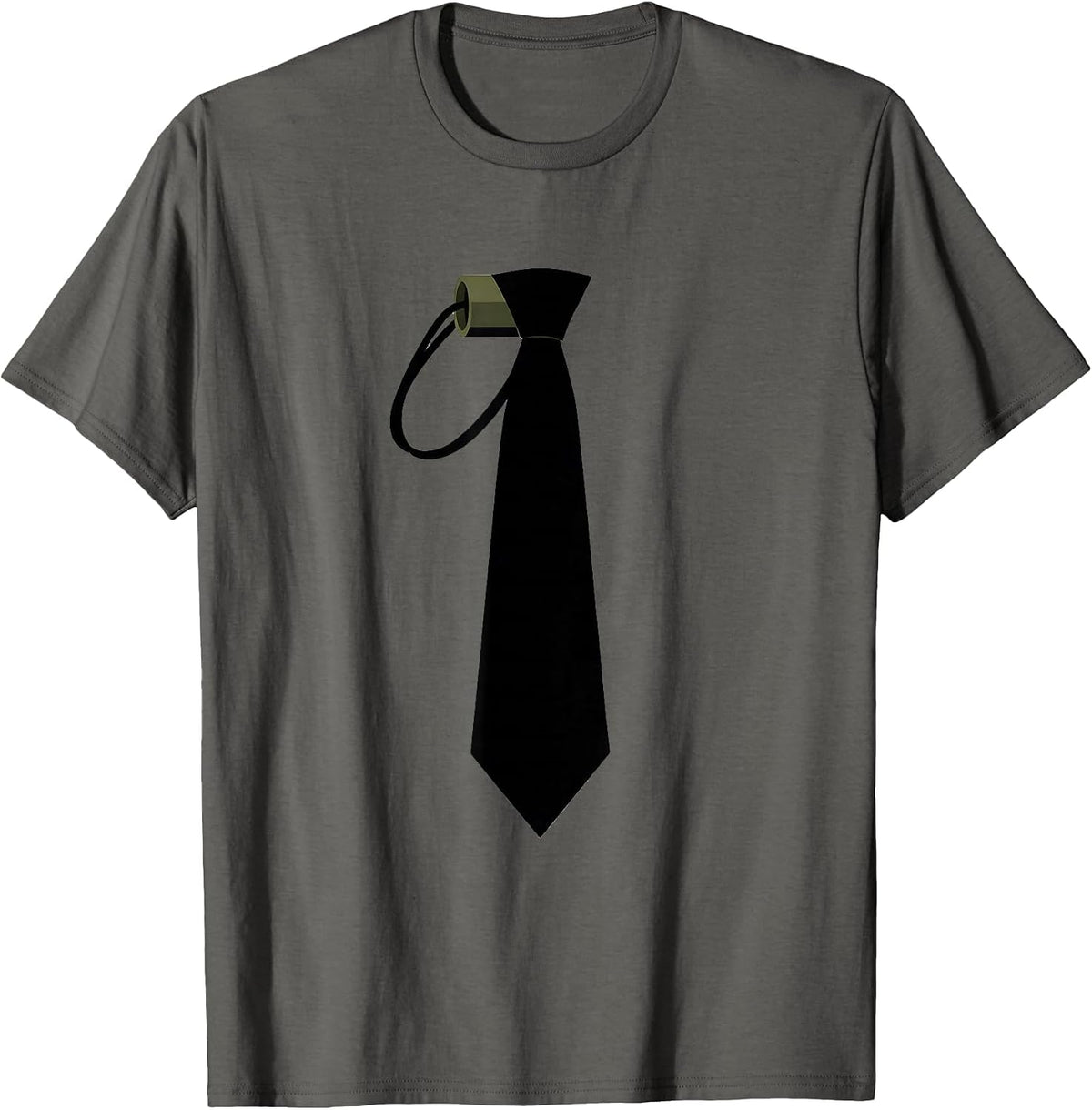 Duck Call Tie Mallard Feather Point Minimalist Hunting Dad T-Shirt - Asphalt Grey
