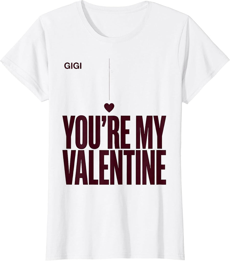 Women's Gigi You're My Valentine Funny Mr Steal Your Heart Boys T-Shirt - White
