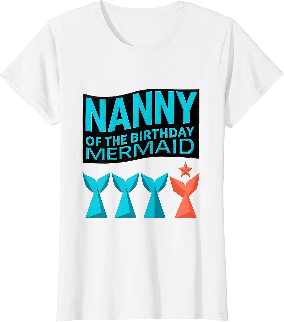 Nanny Of The Birthday Mermaid Geometric Mermaid Squad Family T-Shirt - White