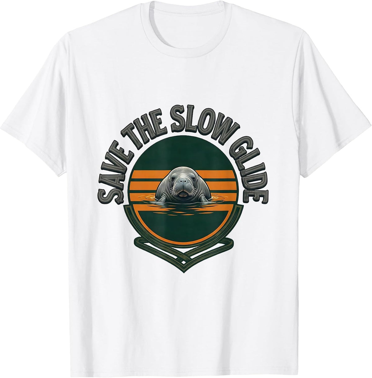 Men's Save The Slow Glide Funny Manatee Lover Sea Cow Humor T-Shirt - White