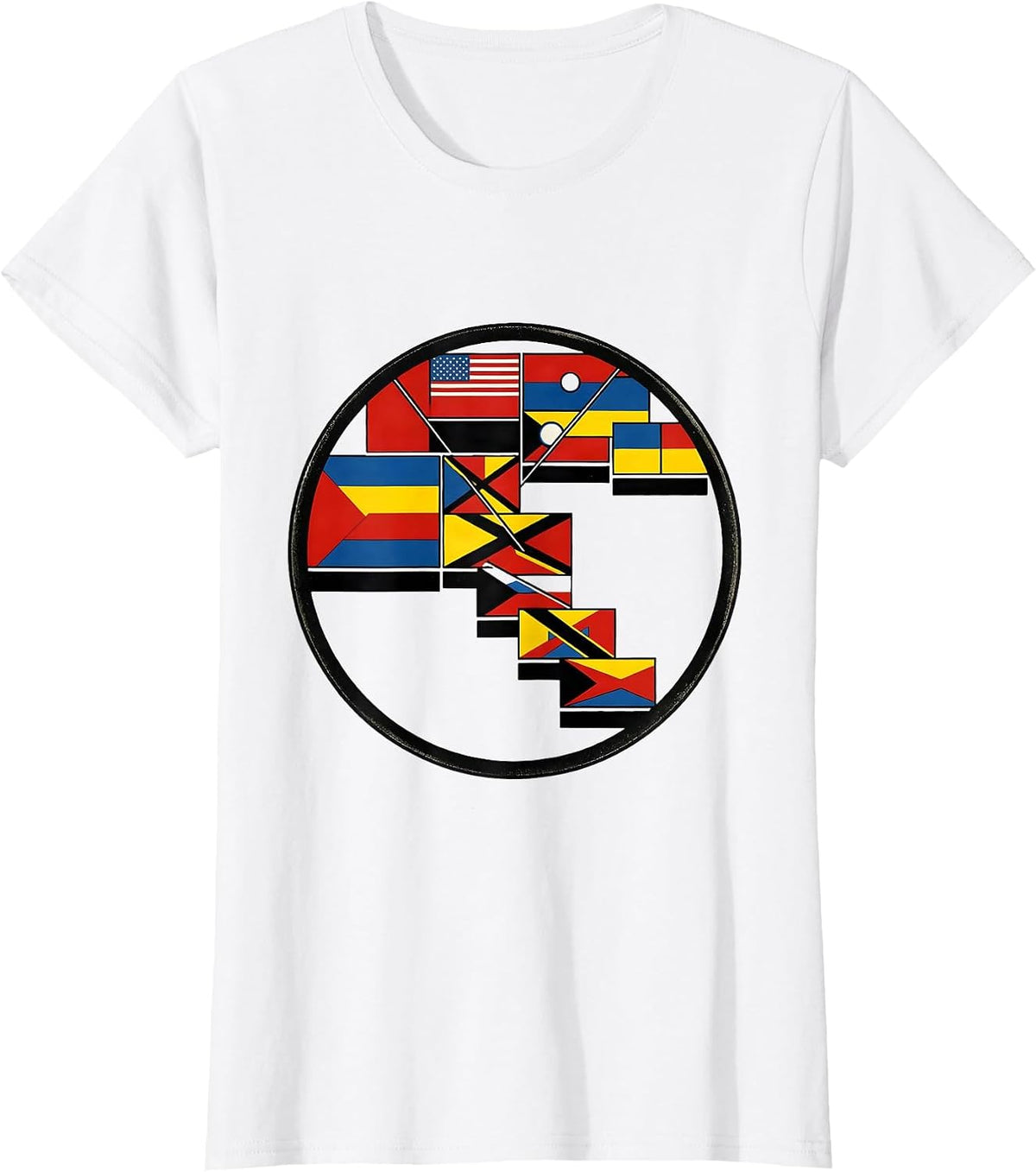 Women's Sealed World Flags Chart Modern Geography Lover T-Shirt - White