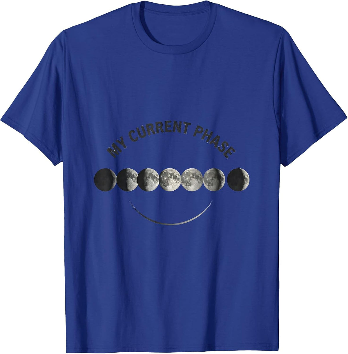 Men's My Current Phase Monochromatic Moon Phase Astronomy T-Shirt - Royal Blue