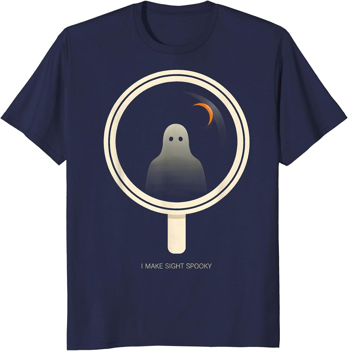 Men's I Make Sight Spooky Minimalist Ghost Halloween Optometrist T-Shirt - Navy Blue