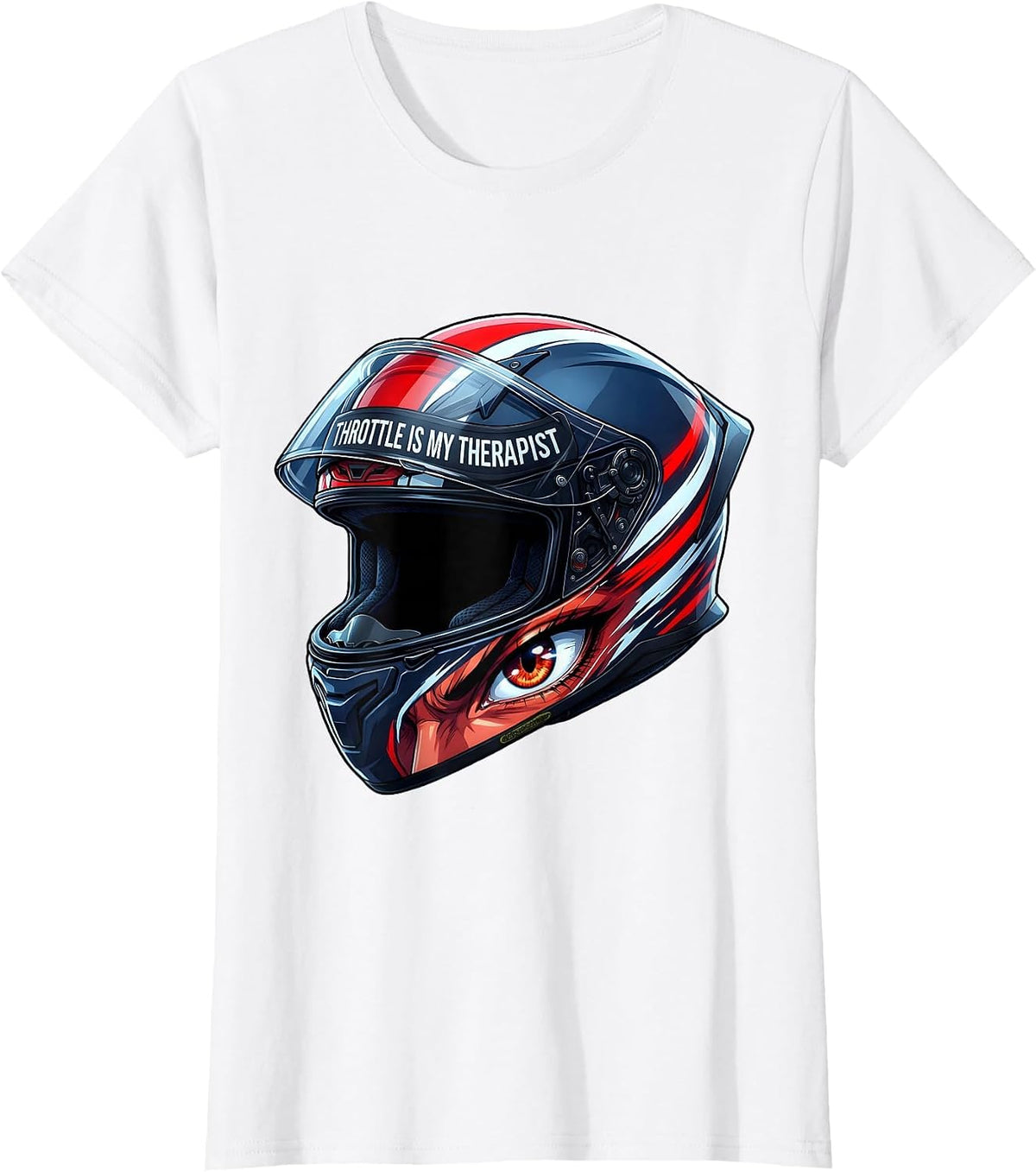 Throttle Is My Therapist Motorcycle Design T-Shirt - White