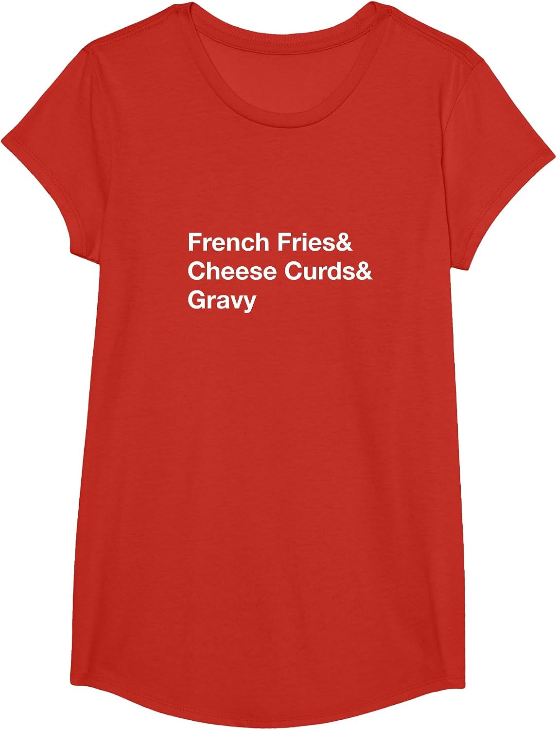 Poutine French Fries & Cheese Curds & Gravy T-Shirt - Girls Red