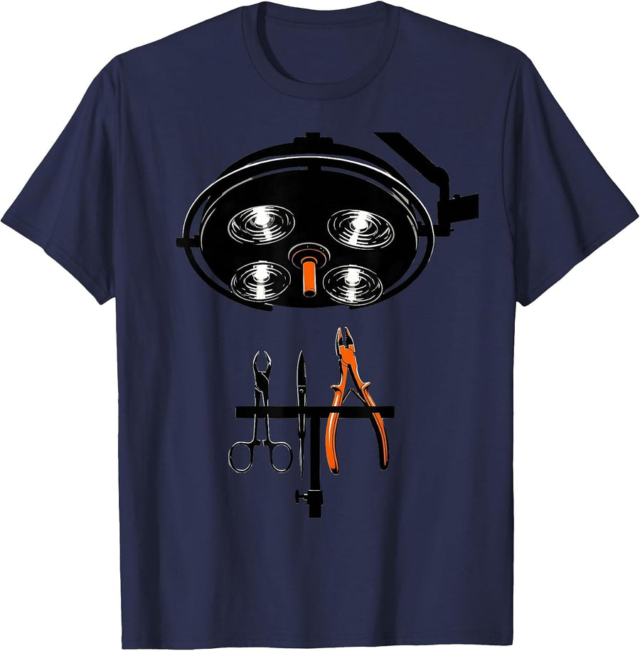 Brutalist Surgical Light Scrub Tech Occupational Pride T-Shirt - Navy Blue