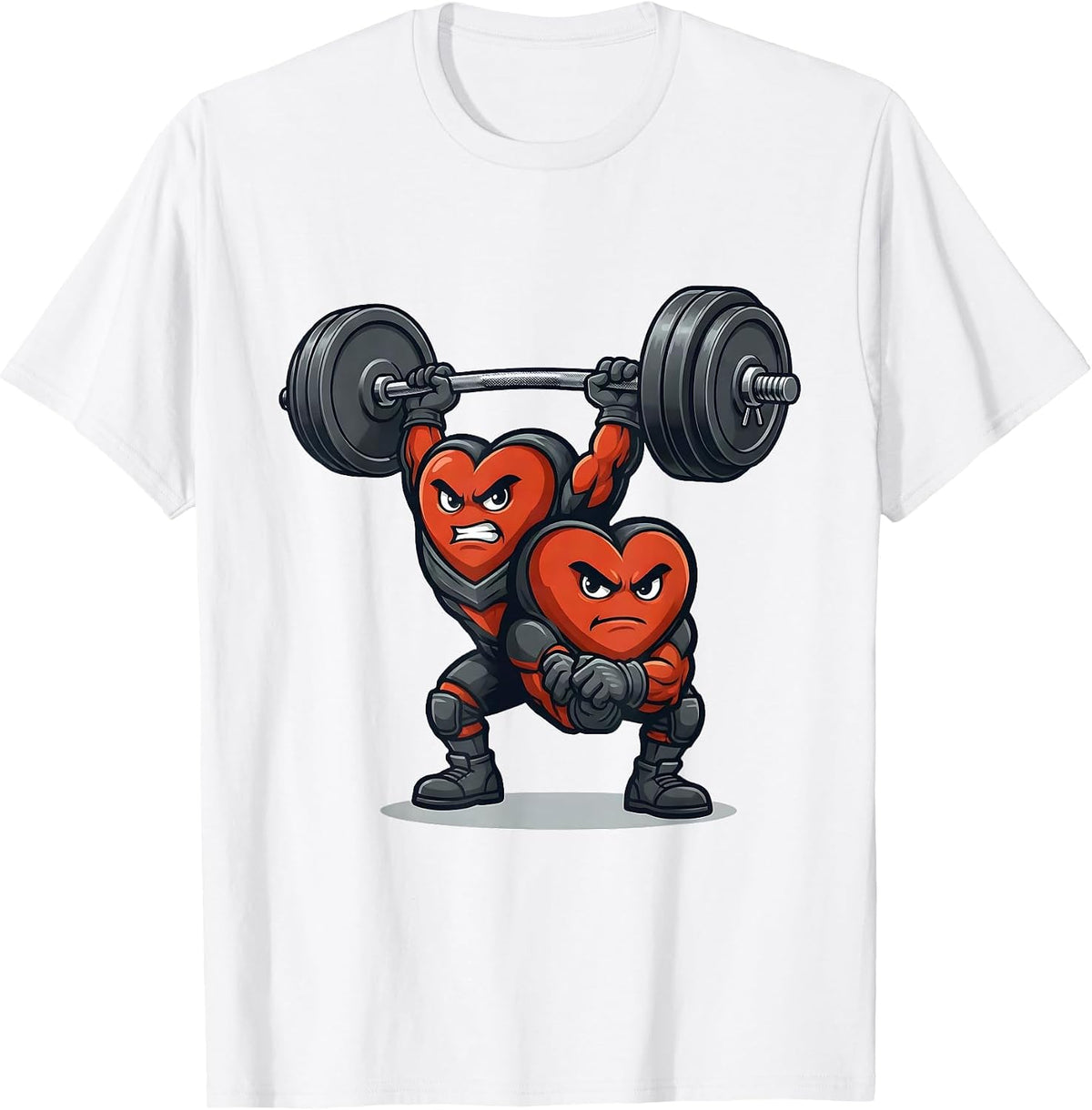 Men's Heart Mascot Gym Humor Valentine's Day Weightlifting T-Shirt - White