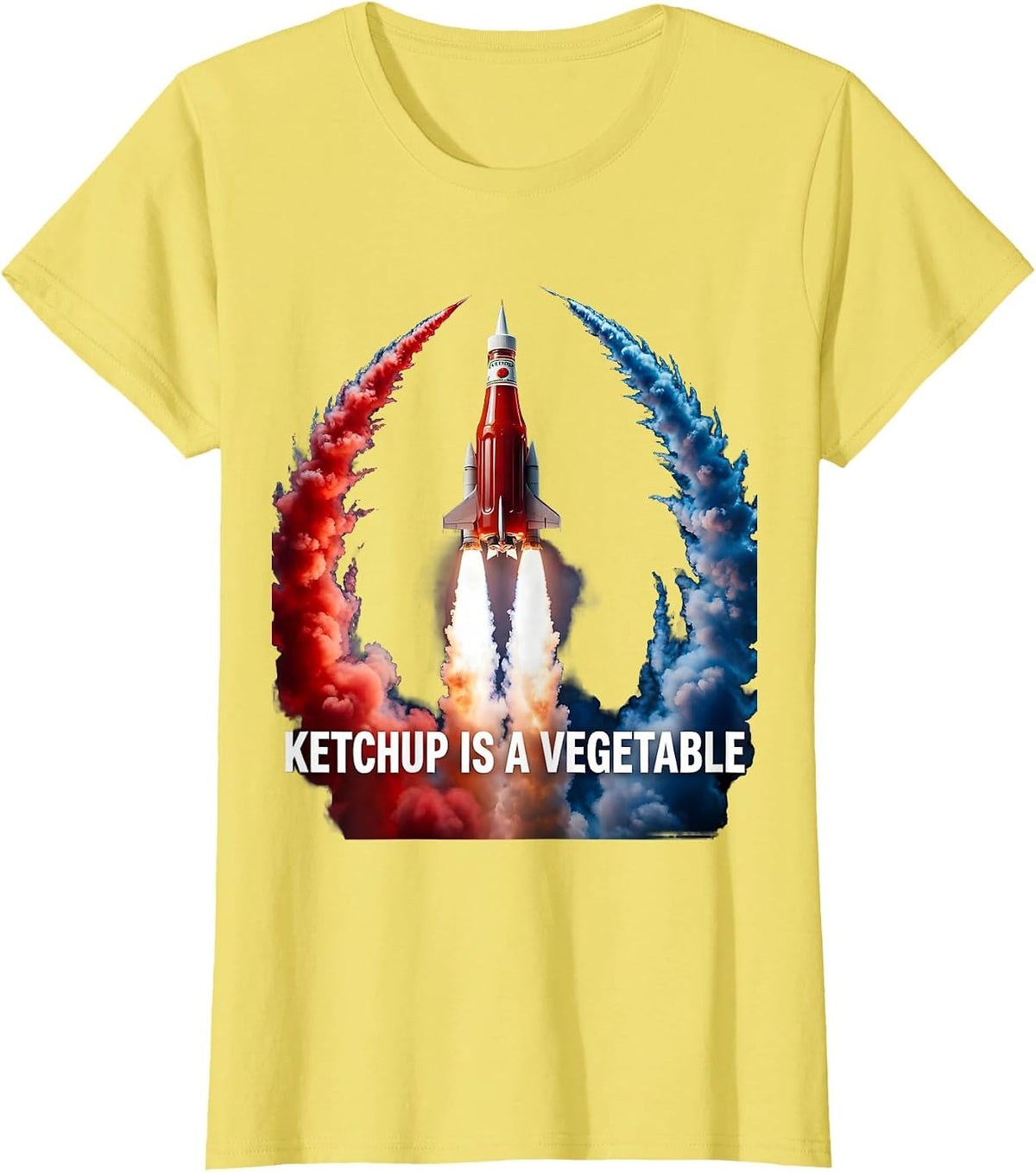 Ketchup Is A Vegetable Funny Foodie Design T-Shirt - Lemon Yellow