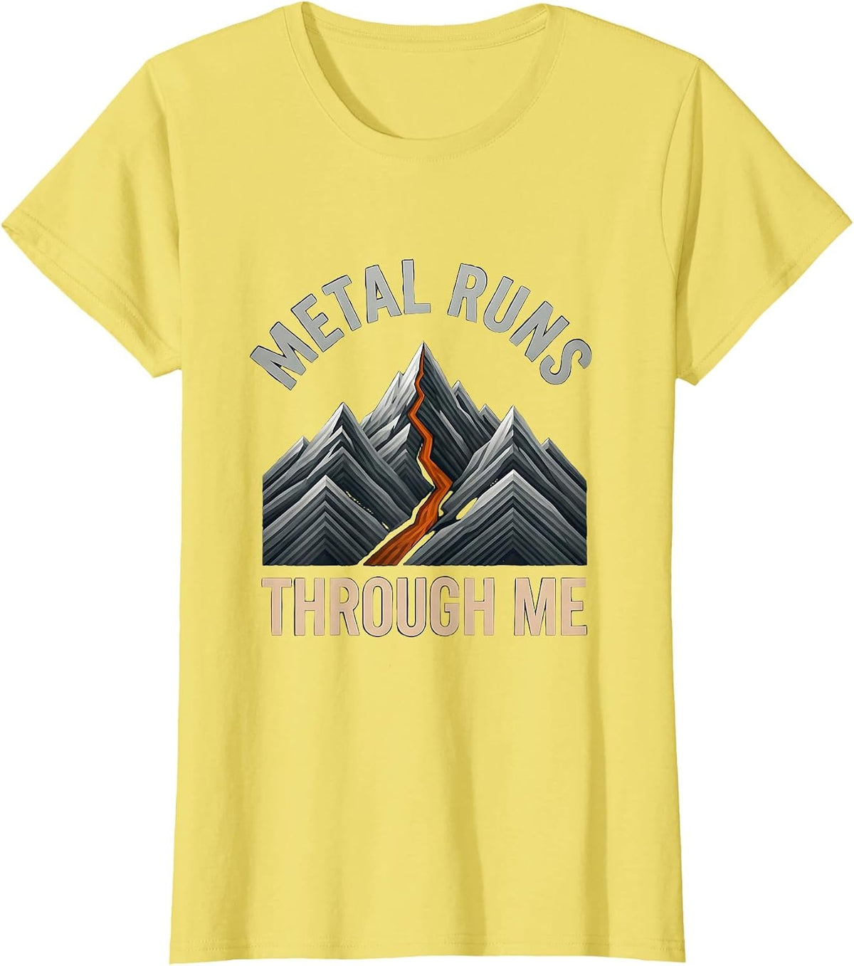 Metal Runs Through Me Heavy Metal Music Design T-Shirt - Lemon Yellow