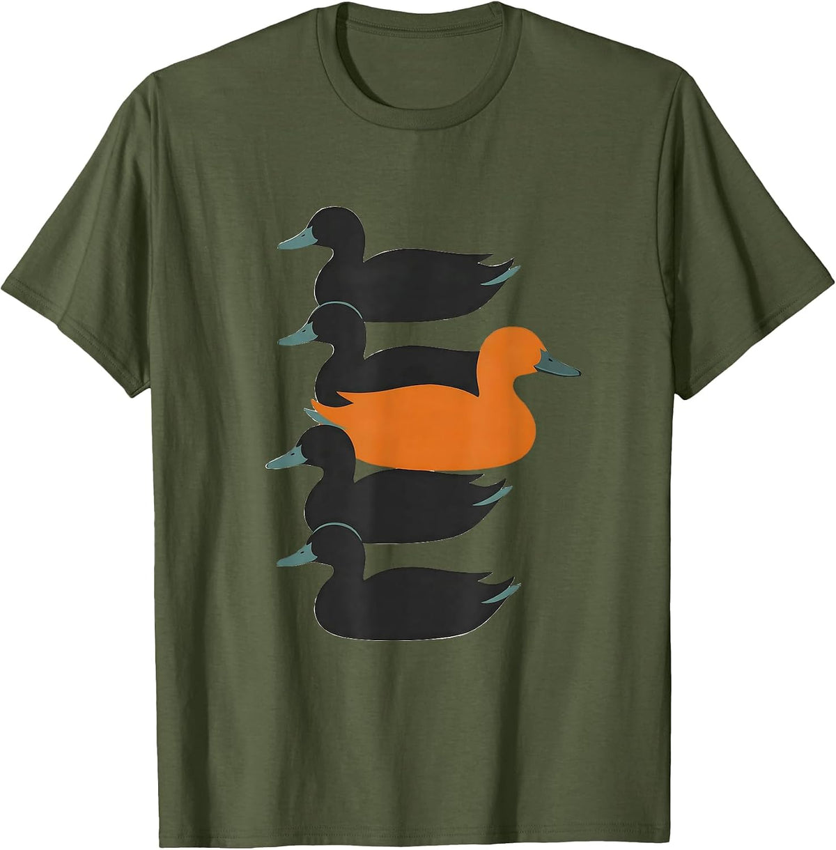 Men's Duck Silhouettes Funny Novelty Gift for Duck Lovers T-Shirt - Olive Green