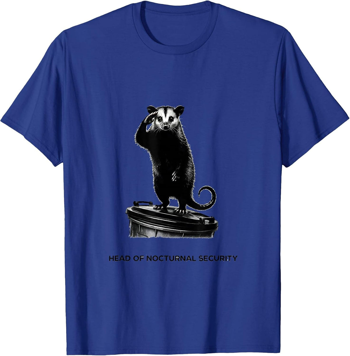 Men's Head Of Nocturnal Security Funny Opossum Meme Humor T-Shirt - Royal Blue