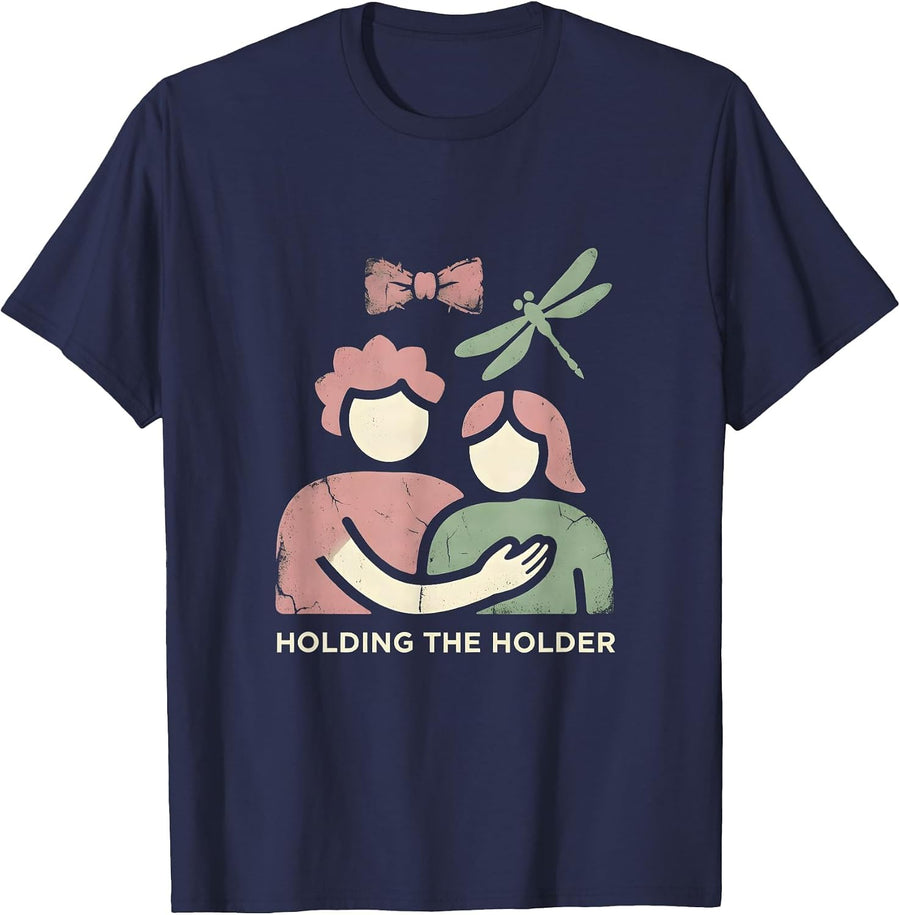 Holding The Holder Vintage Doula Birth Worker Labor Support T-Shirt - Navy Blue