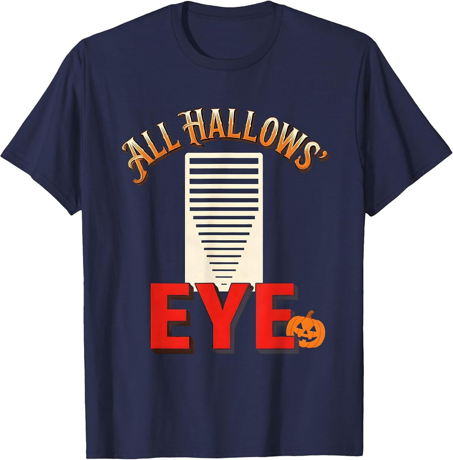 All Hallows Eye Sign Painter Showcard Optometrist Eye Doctor T-Shirt - Navy Blue