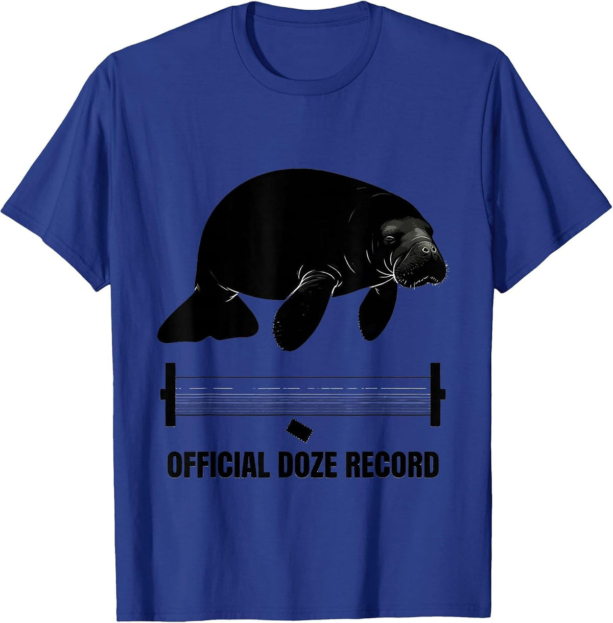 Official Doze Record Funny Manatee Sea Cow Wildlife Humor T-Shirt - Royal Blue