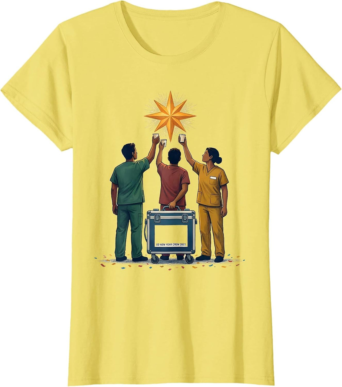 Women's ED New Year Crew 2027 Funny Nurse Crew New Years Eve Party T-Shirt - Lemon Yellow