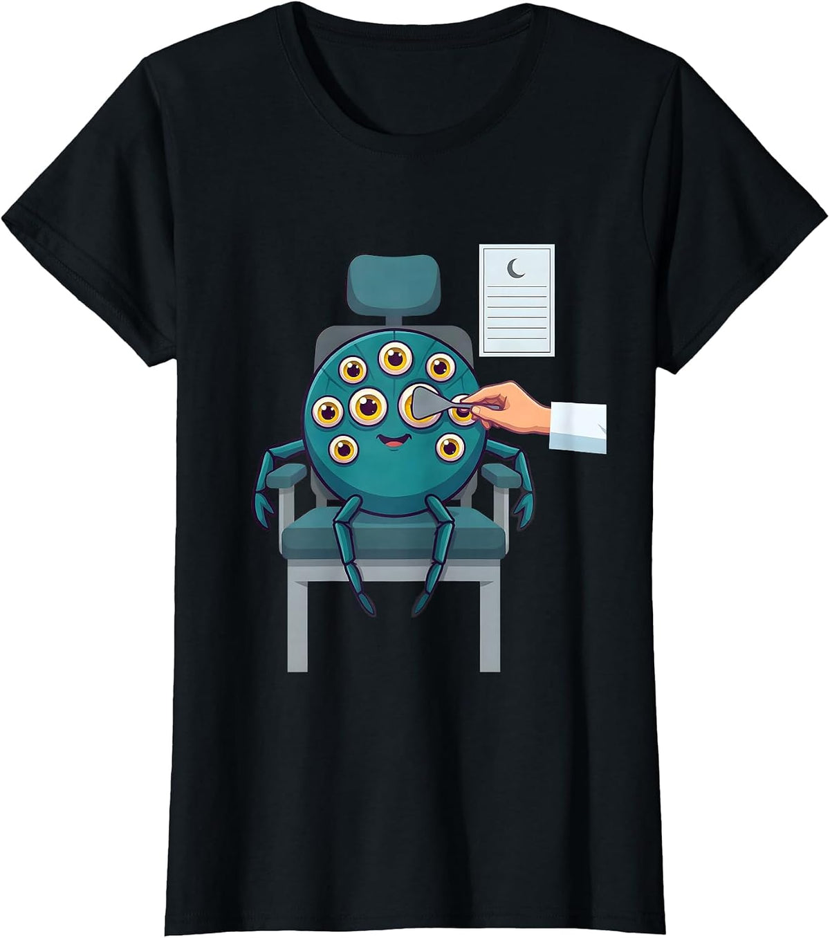 Friendly Spider Patient Optometrist Halloween Humor T-Shirt - Black