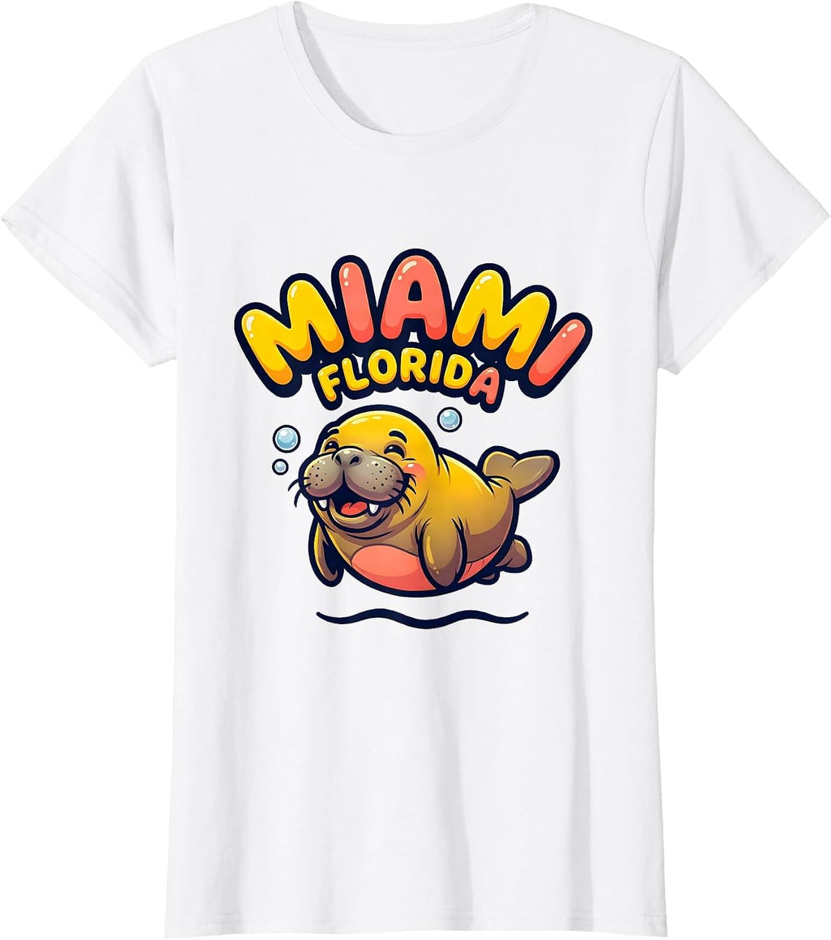 Miami, Florida Cartoon Retro City Pride Graphic T-Shirt - White