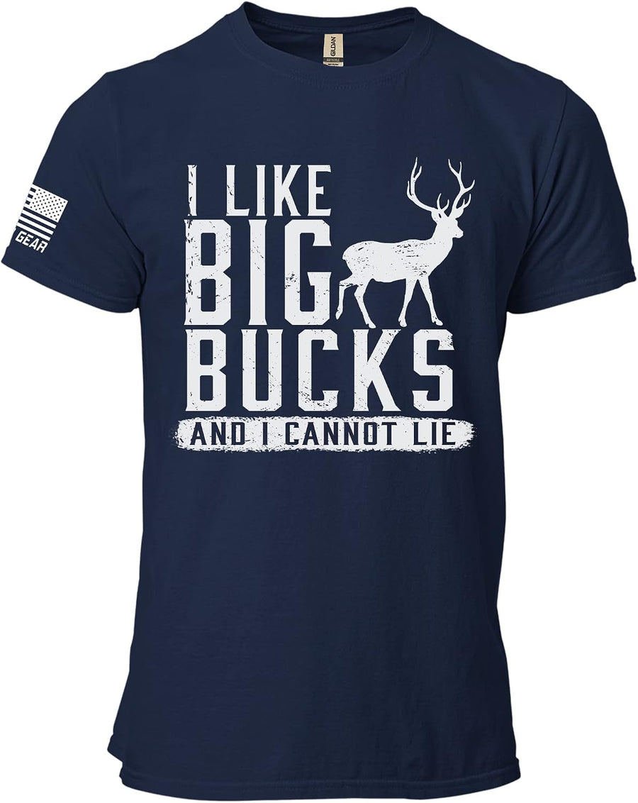 Gunner Gear I Like Big Bucks Deer Hunting Gifts for Men Funny Hunting Clothes T-Shirt - Navy